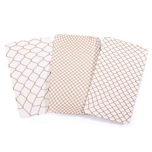 Littleforbig High Waist Tights Fishnet Mesh Net Stockings 3 Pairs - Brown - One Size