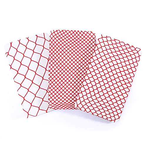 Littleforbig High Waist Tights Fishnet Mesh Net Stockings 3 Pairs - Red - One Size