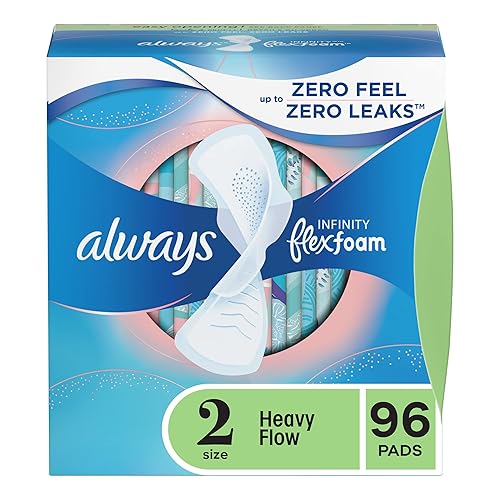 Always Infinity Feminine Pads for Women, Size 2 Regular, with Wings, unscented, 96c - Heavy (Size 2) - 96.0
