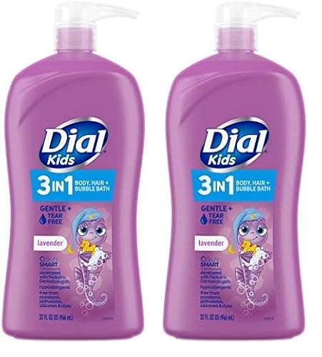 Dial Kids 3-in-1 Body+Hair+Bubble Bath, Lavender Scent, 32 fl oz (Pack of 2) - Lavender - 32 Fl Oz (Pack of 2)