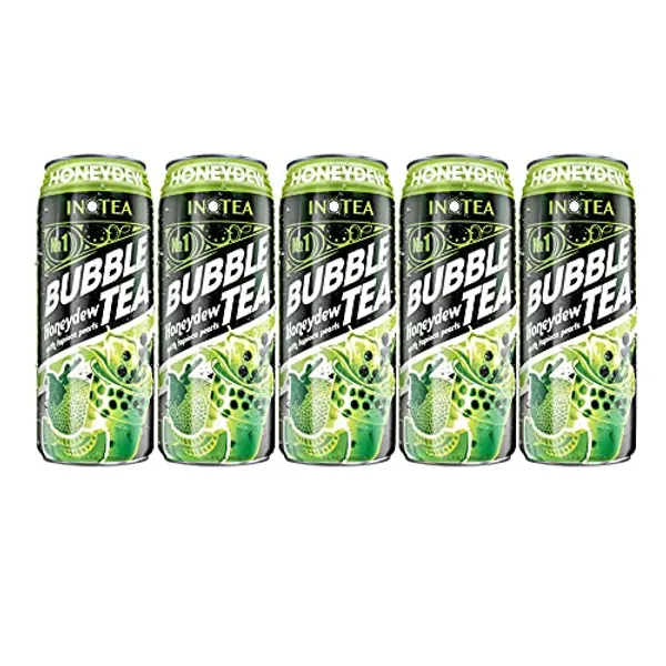 (Pack of 5) INOTEA Bubble Tea 5 Cans from ATIUS. Milk Tea with Boba Pearls in a Can (16.6oz/can). Choose One from Variety of Flavors: Brown Sugar, Taro, Honeydew, Banana, Matcha. Straws Included. (Honeydew) - Honeydew