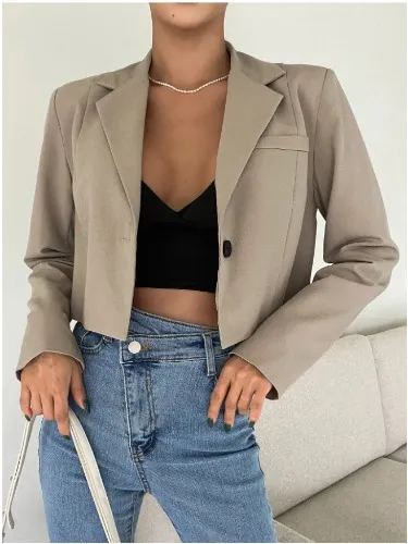 DAZY Elegant Eenkleurig Blazer Voorpand met Knoopjes | SHEIN  Nederland