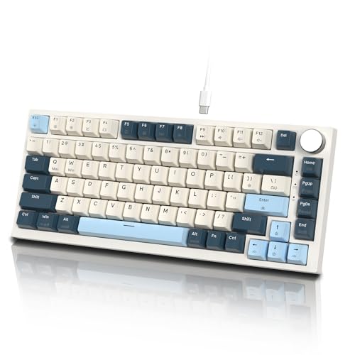ATTACK SHARK K85 Rapid Trigger 75% Wired Mechanical Gaming Keyboard Gasket with Hot Swapped Adjustable Actuation Magnetic Switch Programmable Knob TKL RGB Backlit PBT Keycaps for Win Mac Gamer(Blue) - Blue