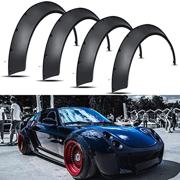 DREAMIZER 4PCS 4.5" Universal Car Fender Flares Extra Wide Body Kit Wheel Arches Fit For Most Vehicle