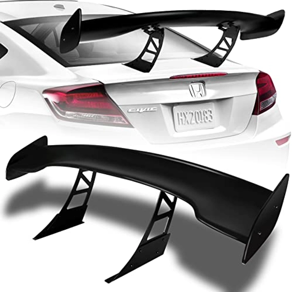 Q1-TECH Single Deck GT Wing Car Spoiler Adjustable Universal 57inch ABS Aluminum Down Force Car Rear Spoiler Wing, Racing Spoiler BGW/JDM Drift (Prime Black)