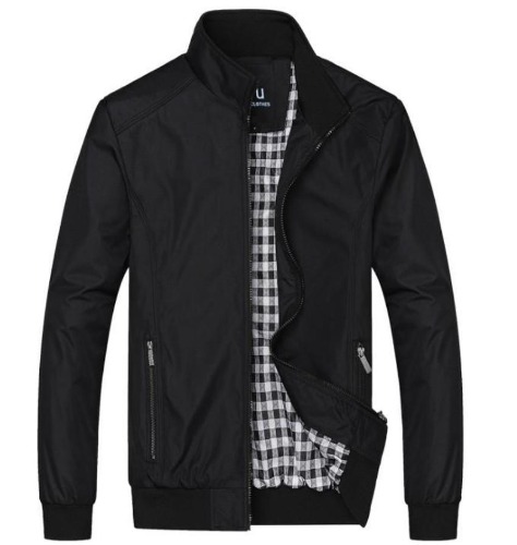 Mens Stand Collar Zipper Jacket - Black / M