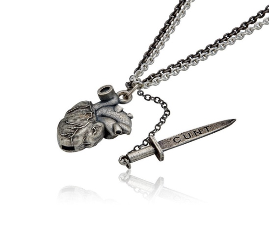 CVNT Dagger in Heart Necklace, Cartography NYC. 