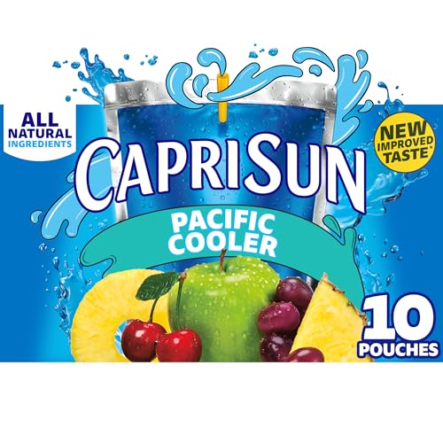 Capri Sun Pacific Cooler Mixed Fruit Naturally Flavored Kids Juice Drink Blend (10 ct Box, 6 fl oz Pouches) - 60 Fl Oz (Pack of 1)