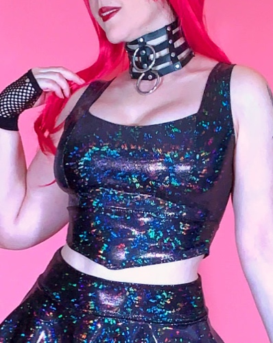 Black Sparkle Holographic Top | S
