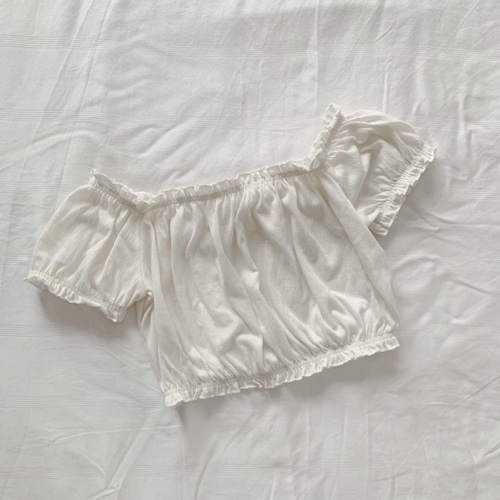 White Ruffled Crop Top