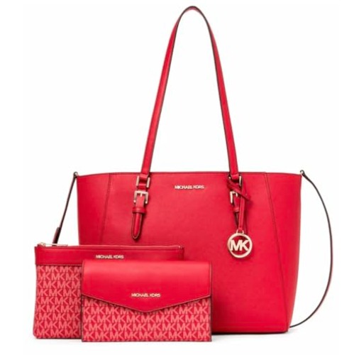 Michael Kors Charlotte Large 3-in-1 Tote Crossbody Handbag Leather - Red
