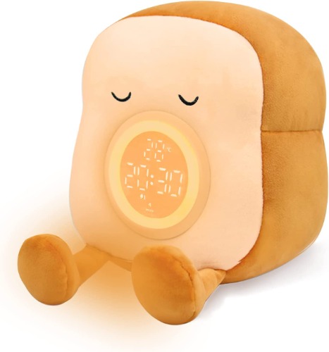 QANYI Kids Night Light Plushies, Funny Food Toast Bread Plush Cute Stuffed Alarm Clocks for Bedrooms, Cool Bedside Lamp Gifts for Women Kids 6 7 8 9 10 11 Year Old Girls - New version
