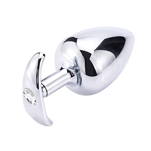 Stainless Steel Anal Plug for Wearing Ship Anchors Pulling Butt Plug G-Point Dilator for Jewel Base Adult Sexual Toy(White,L) - White - L