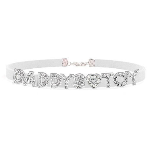 Daddy's Toy Rhinestone Choker - White