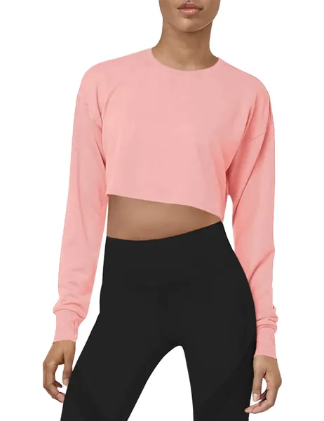 Bestisun Long Sleeve Crop Top Cropped Sweatshirt for Women with Thumb Hole