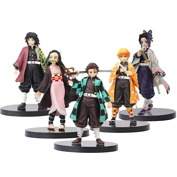 5 Pcs Demon Slayer Figure Action Anime Figure Tanjirou Nezuko Zenitsu Agatsuma Giyu Tomioka Shinobu Kocho Figure for Birthday - A-tanjirou-5pcs