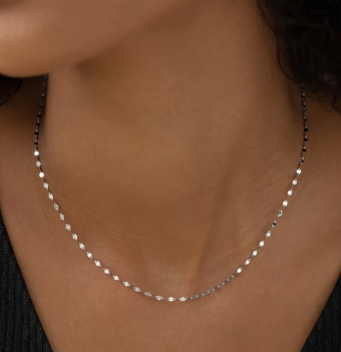 Lijner | 14k White Gold Petal Chain Necklace - Fleur