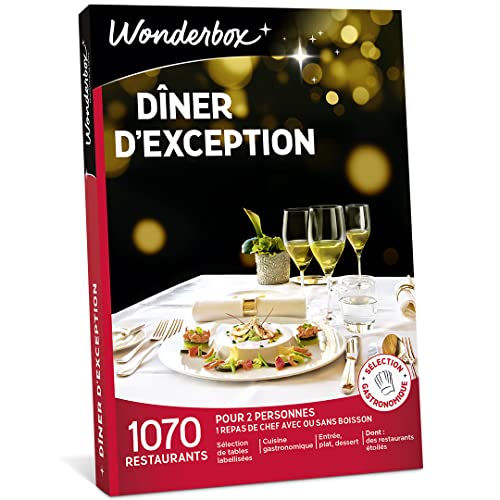 Wonderbox – Coffret cadeau - DÎNER D'EXCEPTION – plus de 1.070 restaurants gastronomiques renommés, labellisés ou étoilés pour 2 personnes - Unique