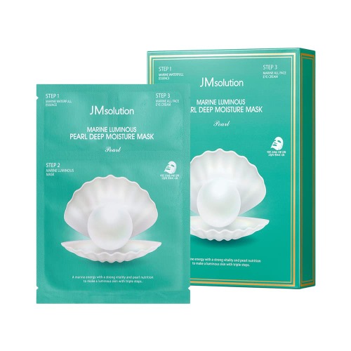 JM Solution Marine Luminous Pearl Deep Moisture 3 Step Mask - Korean Skincare Facial Mask - boosting Brightening Moisturizing-10 Sheets for Dry Skin - Pearl Marin