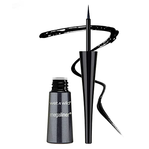 Wet n Wild 871A Megaliner liquid eyeliner, 0.12 Fl Oz, Black - Black
