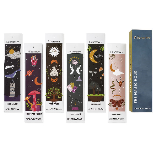 Folkulture Incense Sticks - Set of 6 Insenses (120 Sticks) for Positive Aura - Coconut and Mango, Oriental Aqua, Green Tea, Ocean Salt, Rose and Geranium, Orange Blossom - Boho Gift Set - Magic Hour - The Magic Hour Pack of 6 (120 Sticks)