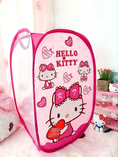 CJB Hello Kitty Foldable Pop Up Hamper Laundry Bag Heart Pink ()