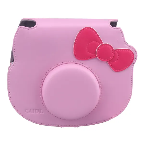 CAIUL Compatible Instant Film Camera Case Bag With Soft PU Leather Material for Fujifilm Instax Hello Kitty Camera [Ever Ready Design] (Pink)