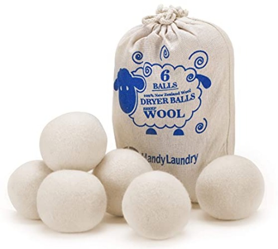 Wool Dryer Balls - Natural Fabric Softener, Reusable, Reduces Clothing Wrinkles and Saves Drying Time. The Large Dryer Ball is a Better Alternative to Plastic Balls and Liquid Softener. (Pack of 6) - 6