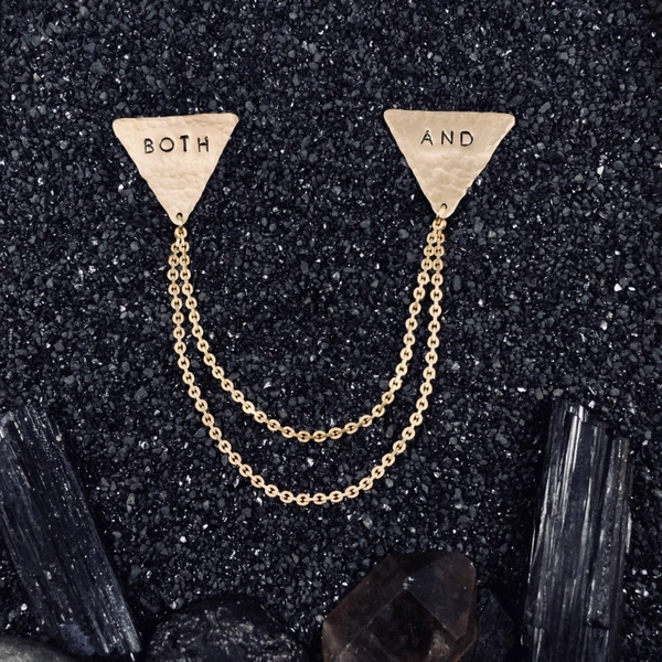 BOTH AND collar chains, with hand-stamped brass triangles