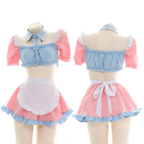 Maid Kawaii Dress Pink Blue