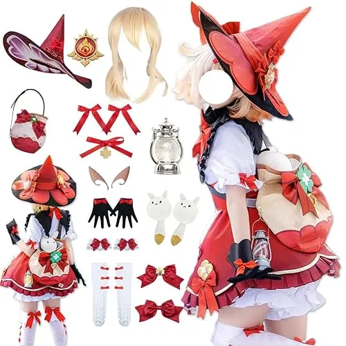  Klee Dress Cosplay Outfit With Wig