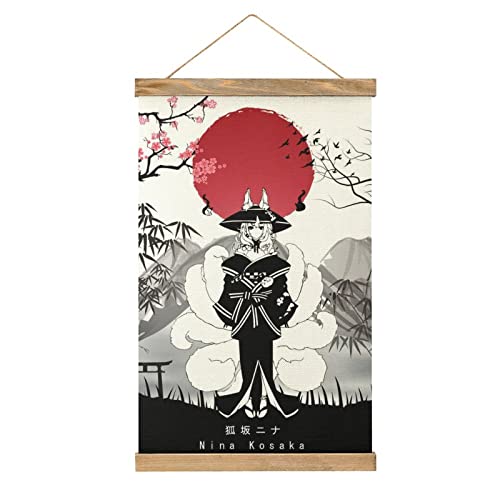 Nina Kosaka Hololive Scroll Poster Wall Fabric Decor Hanging Paintings Wood Frame Hanger Magnetic Kit Holder Print Picture for Living Room Bedroom Decoration - Style-11