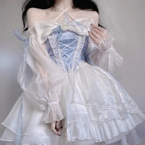 Enchanting Anime Lolita Costume for Playful Style and Imagination - Light Blue / S