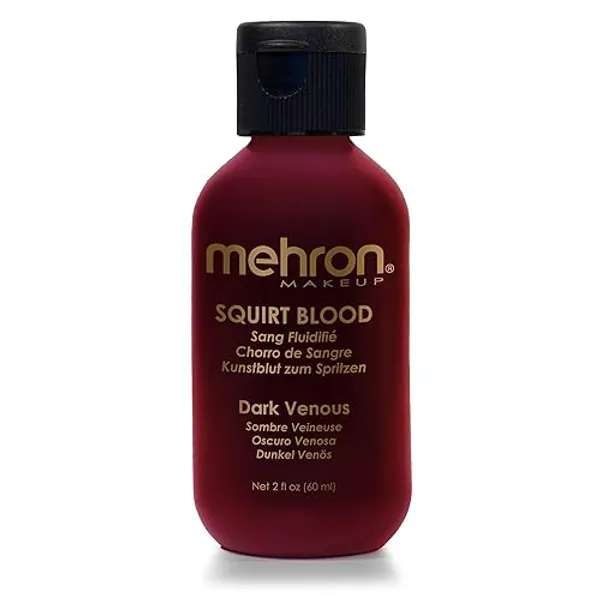 Mehron Makeup Squirt Blood | Realistic Fake Blood For Halloween | Stage Blood Makeup | Made in the USA | Washable Fake Blood for Special FX, Stage & Screen, Halloween, & Cosplay (2 oz) (DARK VENOUS)