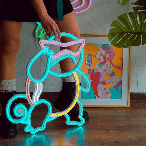 Squirtle Inspired Neon Wall Art