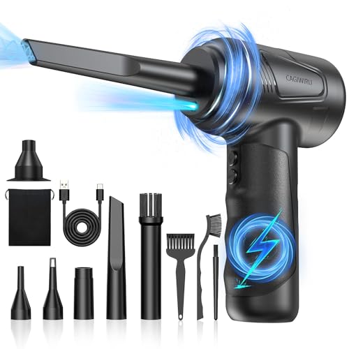 Compressed Air Duster 4.0,Cordless Air Blower,Electric Air Duster for Cleaning Keyboard&PC,Air Cleaning Kit, 3 Speed Duster Cleaner with LED-Light-no Canned air dusters-car Dusters - Black01