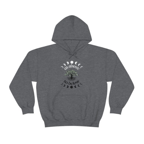As Above So Below Witchy and Pagan Aesthetic Hoodie | Dark Heather / 3XL
