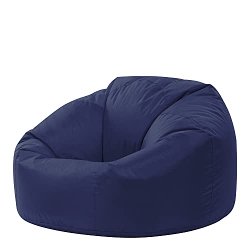 Bean Bag Bazaar Classic Bean Bag Chair, Navy Blue, Large Indoor Outdoor Bean Bags for Adults, Water Resistant Lounge or Garden Beanbag, Adult Gaming Bean Bag Chairs with Filling Included - Gray Bean Bag