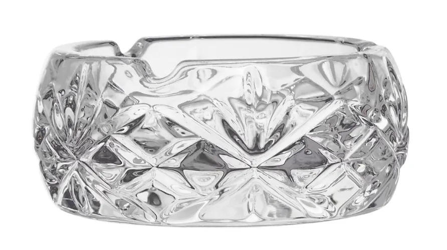 Interiors By Premier Small Crystal Textured Ashtray,Deep-Cut Design Cigar Dish,Smoking Tray With Three Grooves For Daily Use