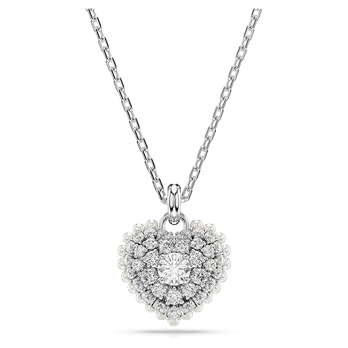 Swarovski Hyperbola pendant, Heart, clear, Rhodium finished