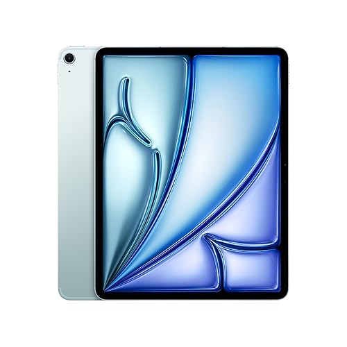 Apple iPad Air 13-inch (M2): Liquid Retina Display, 256 GB, Landscape 12MP Front Camera/12MP Back Camera, Wi-Fi 6E + 5G Cellular with eSIM, Touch ID — Blue - Wi-Fi 6E + 5G Cellular - 256 GB - Blue
