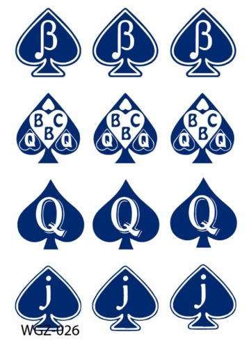 11 Queen of Spades theme Temporary Tattoos - 5 sheets