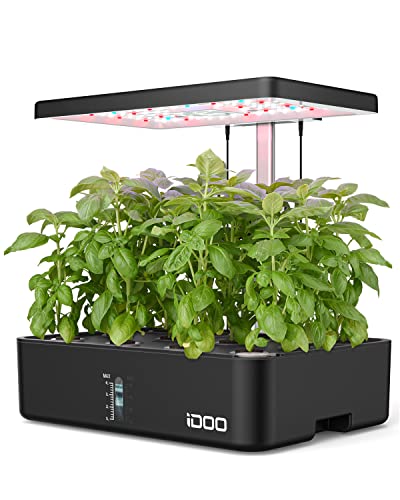 iDOO Indoor Herb Garden Kit, 12 Pods Hydroponics Growing System With LED Grow Light, Smart Indoor Garden with Automatic Timer, Germination Kit with Fan, Height Adjustable, for Home Kitchen, ID-IG301