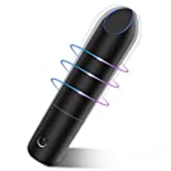 Bullet Vibrator with Angled Tip for Precision Clitoral Stimulation, Discreet Rechargeable Lipstick Vibe with 10 Vibration Modes Waterproof Nipple G-spot Stimulator Sex Toys for Women (Black)