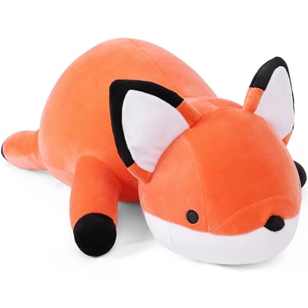 WeBingo Weighted Stuffed Animals, 24" Weighted Fox Plush Toy 4.2 Lb Soft Pillow Cute Giant Plushie Gifts for Kids & Adults(Fox)