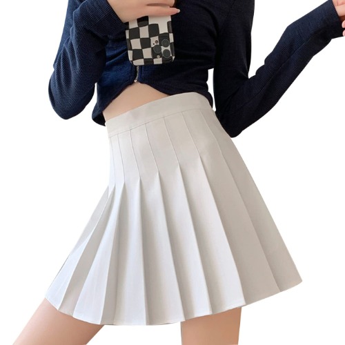 High Waist Pleated Skirt with Safety Shorts