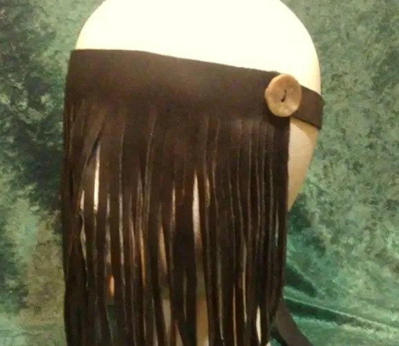 Custom Shaman's Mask, Deer Leather, glass crow beads