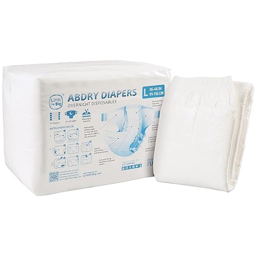 Littleforbig Adult Diaper 10 Pieces - ABDry New White Diapers (Large 36"-46") - New White - Large
