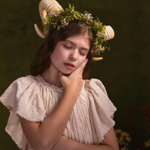 Horns crown Greenery headband with horns Halloween headband Fairycore Fairy crown with horns Pagan crown Festival crown Handmade headband