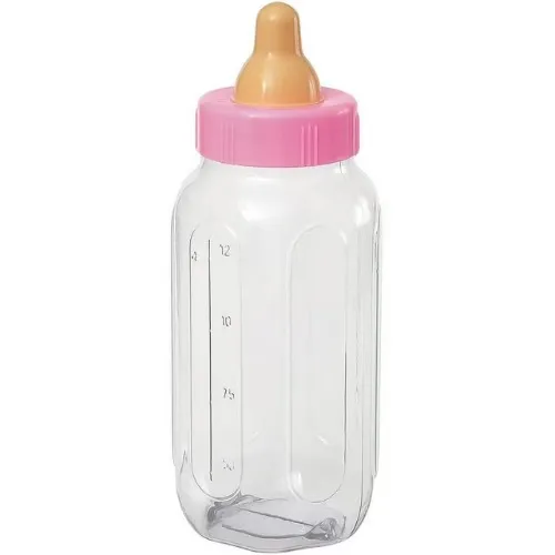 Unique Industries Plastic Bottle Bank Baby Shower Decoration, 11in, Pink